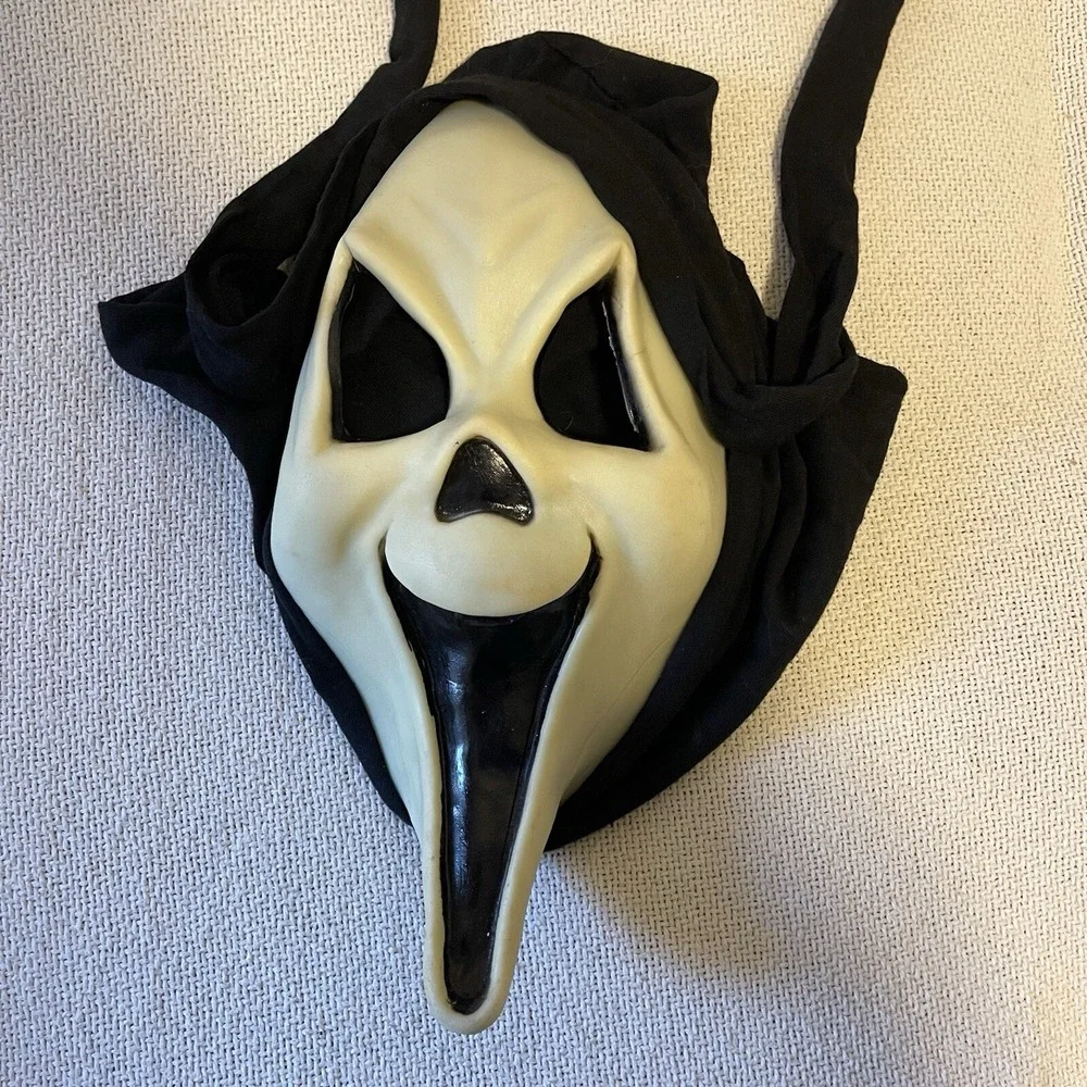 Scream Ghostface Hooded Evil Smiling Mask Fun World Div Glow In The Dark Vintage